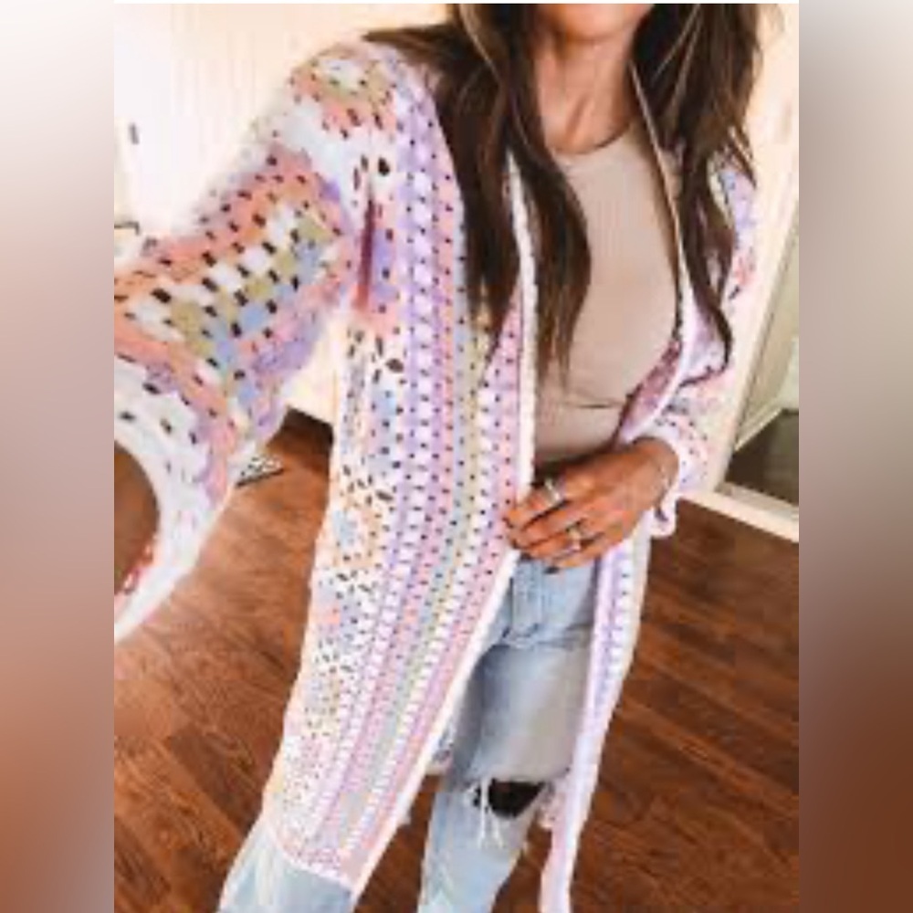 POL NEON COLOR CROCHET KIMINO SIZE OS BRAND NEW - Picture 4 of 15